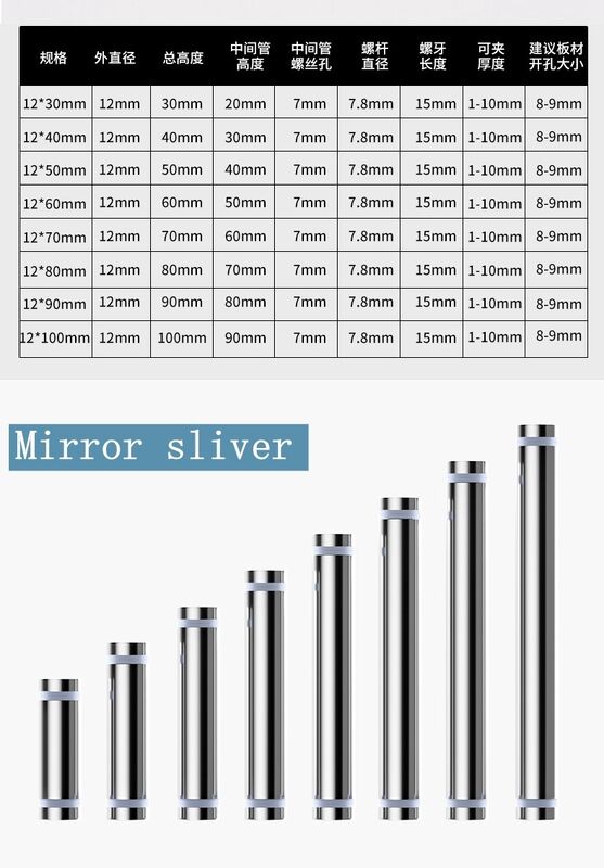 Stainless Steel Double Head Advertising Screw for Acrylic Glass Standoff Spacer 12*30mm M8 Passivated