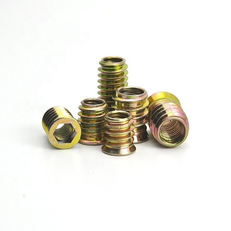 Flat Head Furniture Wood Insert Nuts Carbon Steel Stainless Steel For Woodworking