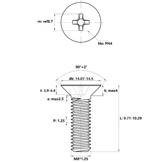 304 M8 Stainless Steel Cross Recessed Flat Pan Head Countersunk Head Machine Screws 100% Inspection Before Shipment