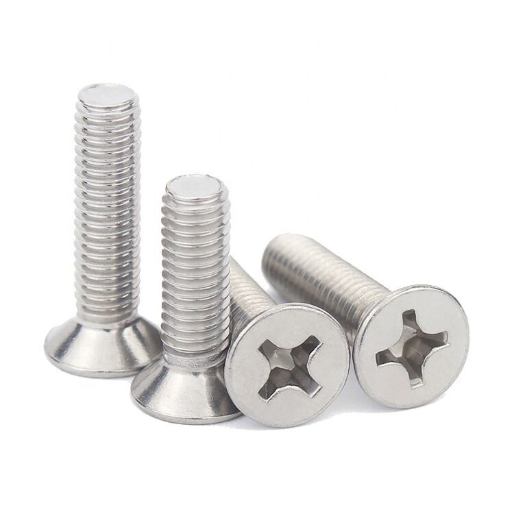 304 M8 Stainless Steel Cross Recessed Flat Pan Head Countersunk Head Machine Screws 100% Inspection Before Shipment