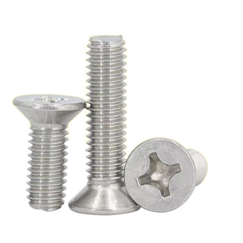 304 M8 Stainless Steel Cross Recessed Flat Pan Head Countersunk Head Machine Screws 100% Inspection Before Shipment
