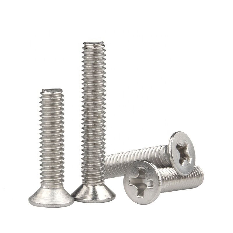 304 M8 Stainless Steel Cross Recessed Flat Pan Head Countersunk Head Machine Screws 100% Inspection Before Shipment