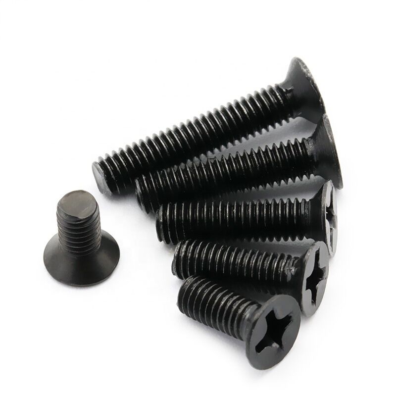 Customized Size High Strength Cross DIN965 Oxide Carbon Steel Countersunk Head M7 Machine Screw Black