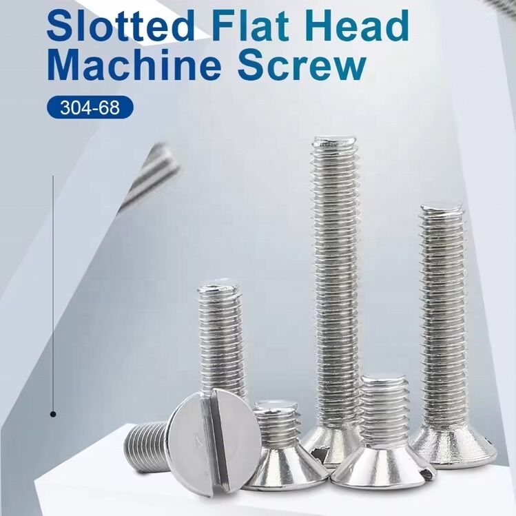 Customized All Sizes GB68 M8 Stainless Steel Slotted Flat Countersunk Head Machine Screw 75mm Perfect for Your Industry