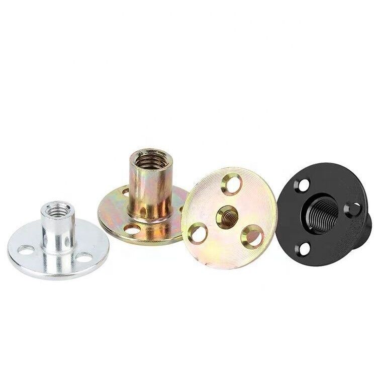 Sofa Foot Locking Galvanized Three Hole Flange Nut in Metric Measurement System with Nickel Chrome Plated Iron Plate Nut