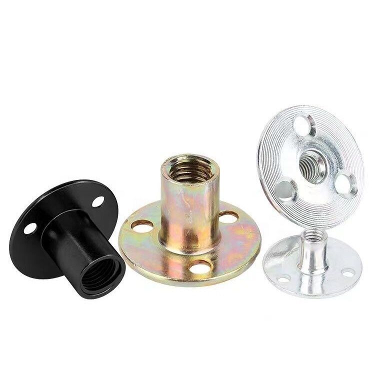 Sofa Foot Locking Galvanized Three Hole Flange Nut in Metric Measurement System with Nickel Chrome Plated Iron Plate Nut