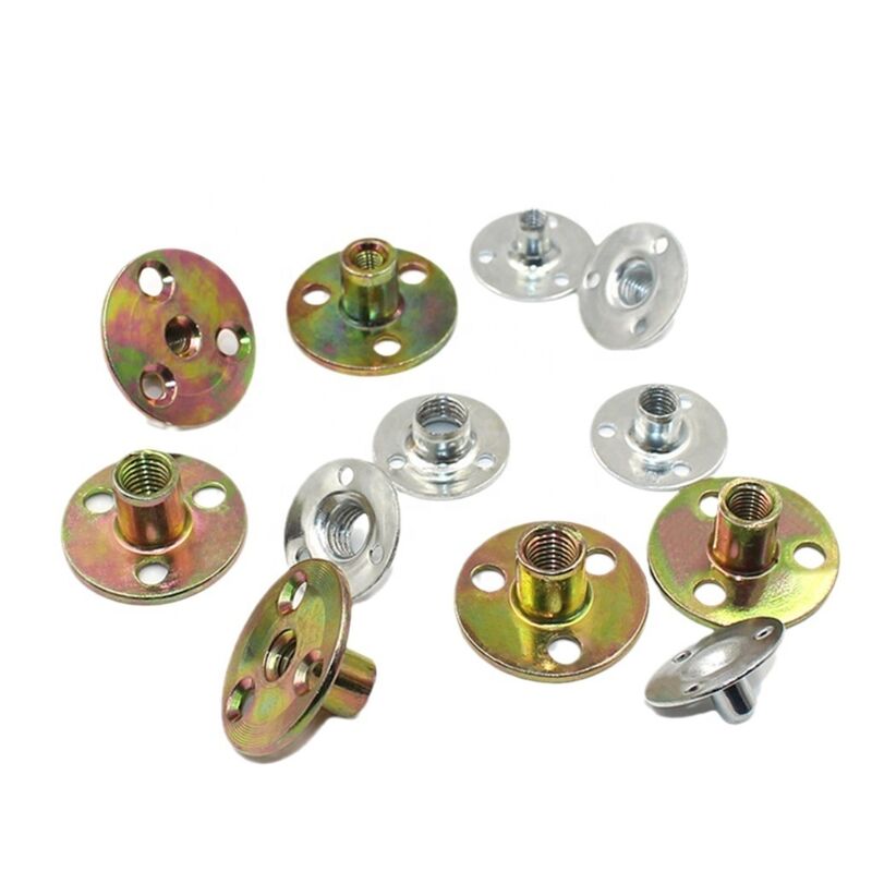 Sofa Foot Locking Galvanized Three Hole Flange Nut in Metric Measurement System with Nickel Chrome Plated Iron Plate Nut