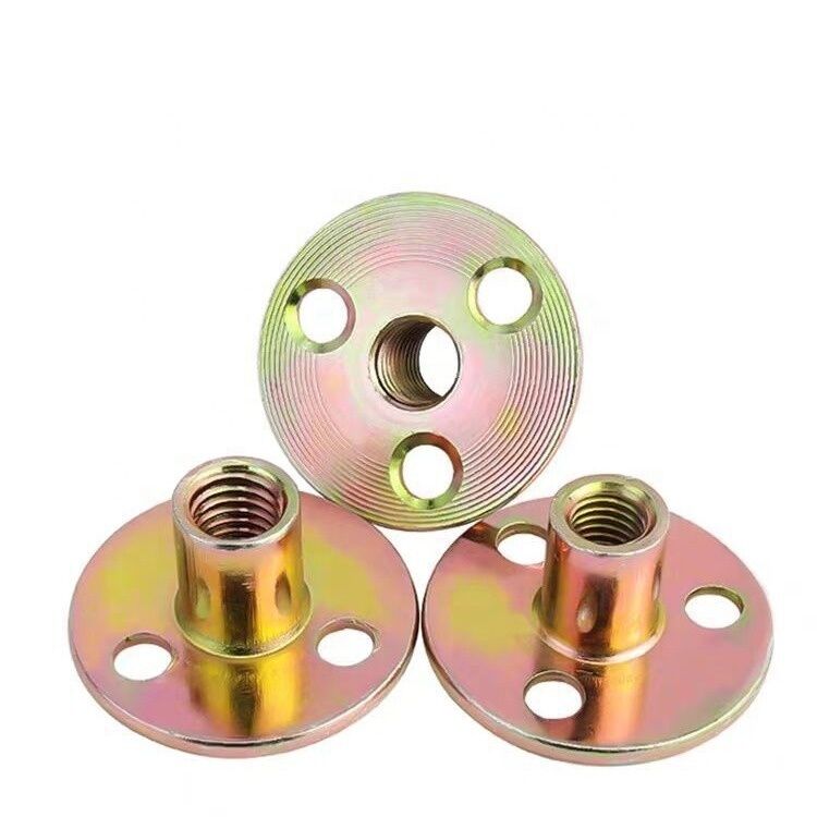 Sofa Foot Locking Galvanized Three Hole Flange Nut in Metric Measurement System with Nickel Chrome Plated Iron Plate Nut
