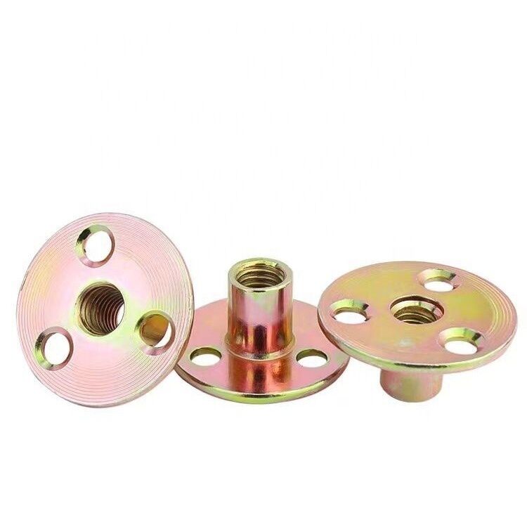 Sofa Foot Locking Galvanized Three Hole Flange Nut in Metric Measurement System with Nickel Chrome Plated Iron Plate Nut