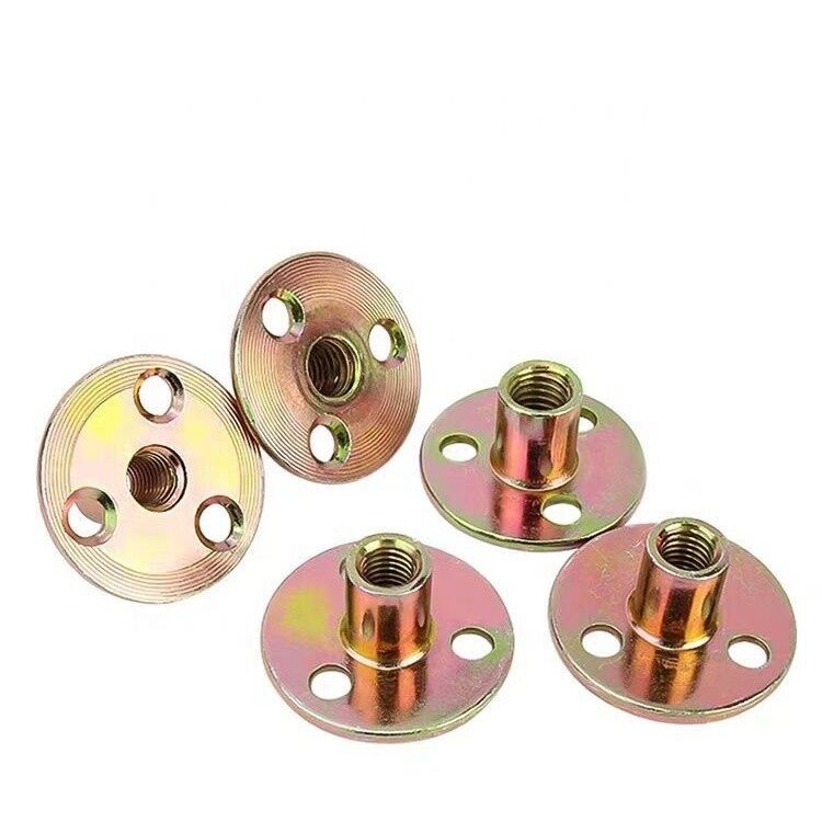 Sofa Foot Locking Galvanized Three Hole Flange Nut in Metric Measurement System with Nickel Chrome Plated Iron Plate Nut
