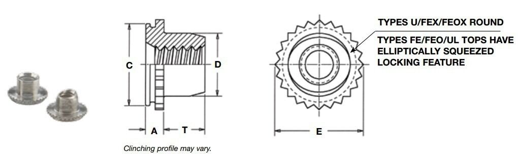 Self Clinching Miniature Self Locking Nuts For Sheet Metal M2 M3 M4 M5 M6