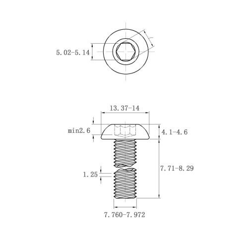 ISO7380 10.9 Grade M8*8mm Black Oxide Alloy Steel Carbon Steel Hex Hexagon Button Head Socket Screws with Control