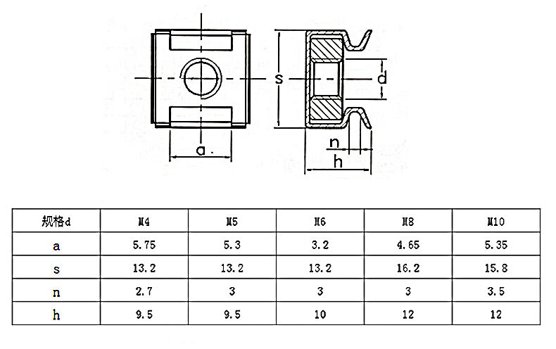 OEM Stainless Steel Captive Nut Square Cage Nut M8 M10 M12 For Floating Installation
