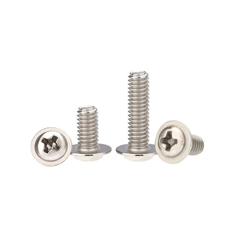 Plain Finish Din 967 M3*8mm Cross Recessed Pan Head Screws With Collar Phillips Machine Screw Flange Washer Head Screws