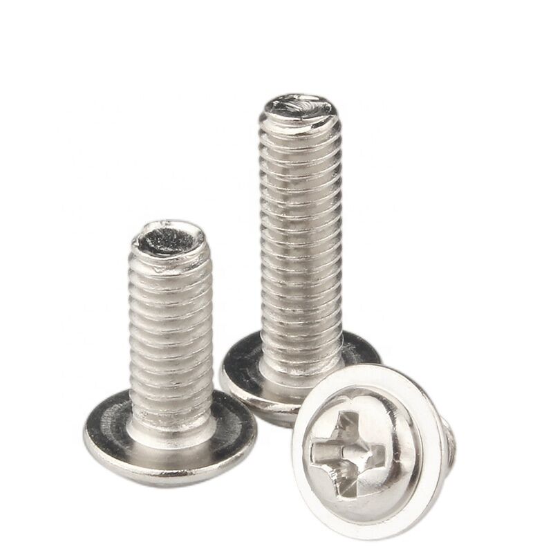 Plain Finish Din 967 M3*8mm Cross Recessed Pan Head Screws With Collar Phillips Machine Screw Flange Washer Head Screws