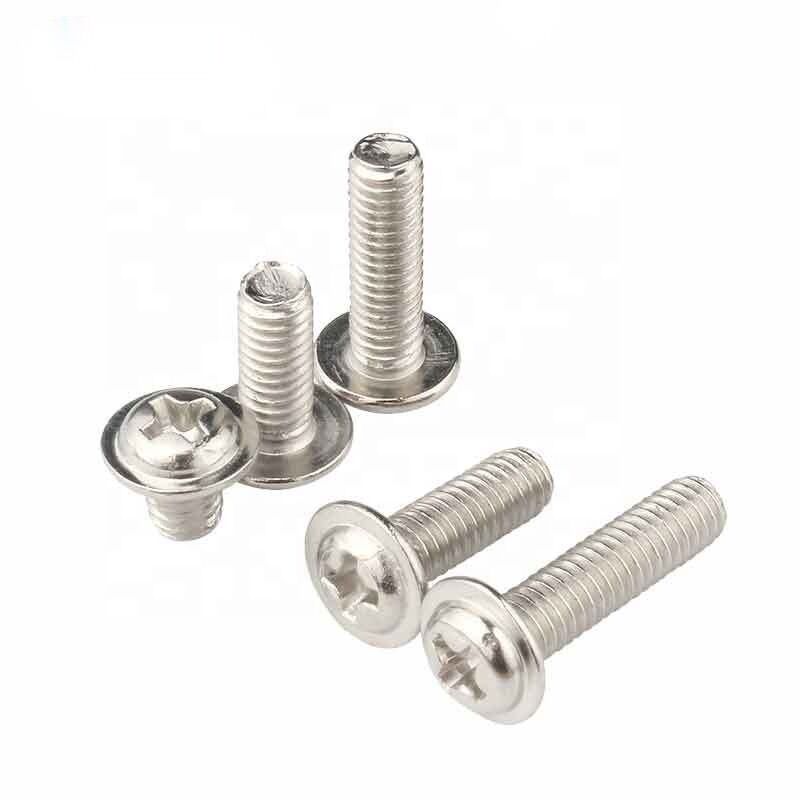 Plain Finish Din 967 M3*8mm Cross Recessed Pan Head Screws With Collar Phillips Machine Screw Flange Washer Head Screws