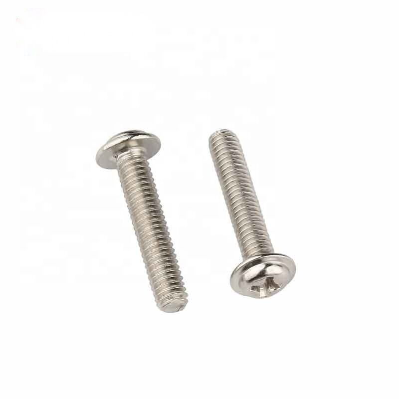 Plain Finish Din 967 M3*8mm Cross Recessed Pan Head Screws With Collar Phillips Machine Screw Flange Washer Head Screws