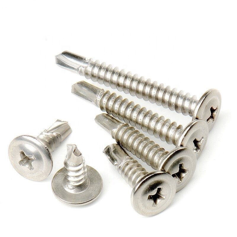 304 Stainless Steel Cross Round Head Screws Drill Tail Screws Head Self Drilling Screw with Polished Surface ST4.2*13mm