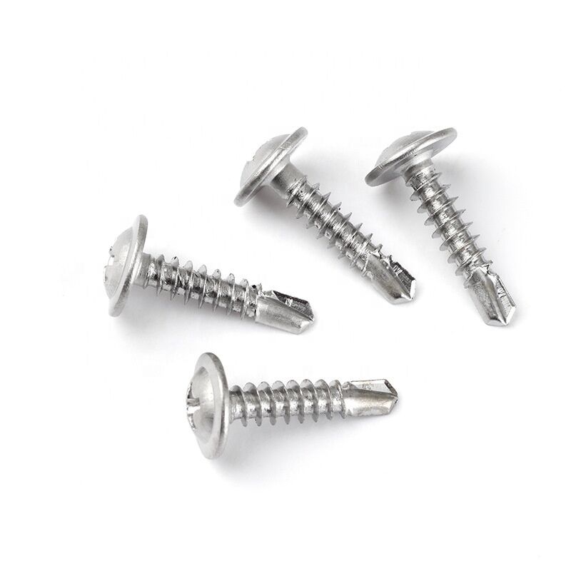 304 Stainless Steel Cross Round Head Screws Drill Tail Screws Head Self Drilling Screw with Polished Surface ST4.2*13mm