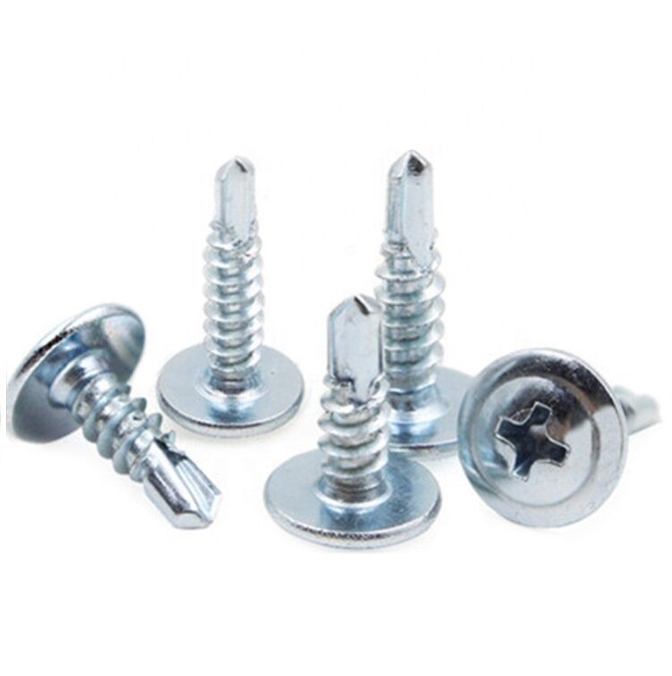 Carbon Steel ST4.8*19mm Galvanized Cross Head Self-tapping Drill Tail Screw with Gasket Large Flat Head Huasi Dovetail Screw