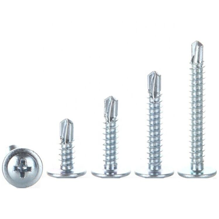 Carbon Steel ST4.8*19mm Galvanized Cross Head Self-tapping Drill Tail Screw with Gasket Large Flat Head Huasi Dovetail Screw