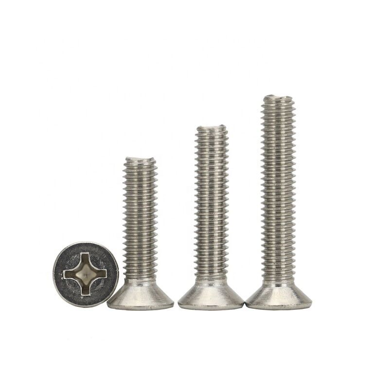 Plain All Size DIN 965 Stainless Steel 304 316 Flat Head Cross Recessed Bolts Countersunk Head Machine Phillips Screw